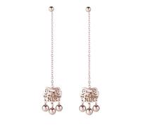 YARNOW Fulock Lange Quasten Ohrringe für Frauen und Mädchen Kreativer Ohrhänger aus Metall in Schwarz mit Anhänger Modischer Ohrschmuck für Party und Alltag