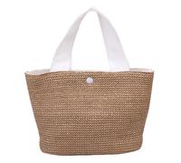 YARNOW Große Lässige Strandtasche aus Stroh und Pu Leichte Gewebte Handtasche mit Viel Stauraum Stilvoller und Eleganter Sommer Shopper für Damen Am Strand
