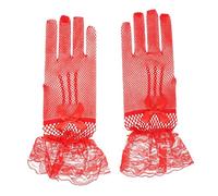 YARNOW Rote Spitzenhandschuhe aus Spitze für Braut mit Schleife Eleganter Hochzeits Brauthandschuh Dekor für Romantische Hochzeitsfeier