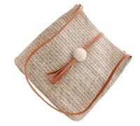 YARNOW Sommerliche Braune Strohtasche Damen Umhängetasche aus Pu und Gras mit Mittlerer Kapazität Tragbare Schultertasche für Schule und Freizeit