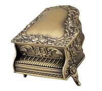 YARNOW Vintage Metall Schmuckschatulle mit Kreativem Klavier Rosenmotiv Kleine Schmuckbox Elegante Aufbewahrung für Ringe Armbänder und Kleine Kostbarkeiten Dekoratives Wohnaccessoire