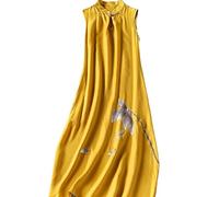 YAROVA Chinesischer Kleid Für Damen - Modische Ärmellose Kleider Für Damen, Modern, Verbessert, Traditionell, Qipao, Lang, Sommer, Vintage, Cheongsam, Elegante Alltagskleidung, Retro-Robe, Gelb, M