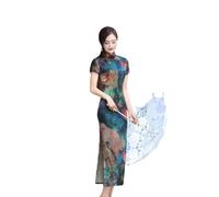 YAROVA Damen Cheongsam Kleid - Sommer Qipao Lange Kurzärmelige Mode Elegante Cheongsam Frauen Party Hochzeit Junge Schlanke Kleidung Chinesische Traditionelle Verbesserte Kleidung, M