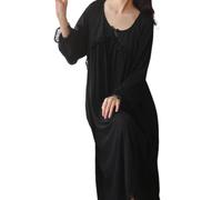 YAROVA Damen Nachthemden - Damen Nachtwäsche Langes Nachtkleid Vintage Nachthemden Frühling Sommer Süße Spitze Bequem Weich Zuhause Kleidung Mode Pyjama Loungewear,Schwarz,M