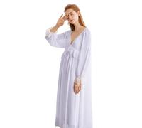 YAROVA Damen Nachthemden - Frühling Herbst Nachthemden Frauen Weiches Langes Nachtkleid Vintage Nachthemden Nachtwäsche Spitze Pyjama Langarm Mode Bequeme Loungewear,Lila,S