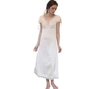 YAROVA Damen Nachthemden - Kurzärmliges Nachthemd Für Damen, Lang, Sexy, Seide, Frühling, Sommer, Prinzessinnen-Stil, Eleganter Palast-Pyjama, Heimkleidung, Mode, Loungewear, Pink, XL