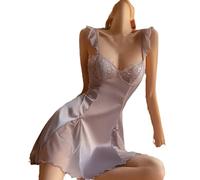 YAROVA Damen Nachthemden - Sexy Pyjamas Für Damen, Sommer, Seiden-Nachthemd, Lässig, Bequem, Weich, Einfarbig, Heimkleidung, V-Ausschnitt, Modisch, Schlicht, Loungewear, Lila, L