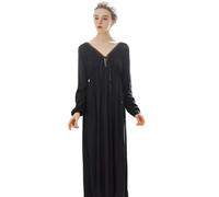 YAROVA Damen Nachthemden - Sexy V-Ausschnitt Spitze Nachtwäsche Damen Nachtkleid Bequemes Langes Vintage Nachthemd Nachtwäsche Home Kleidung Loungewear Frühling Langarm,Schwarz,S