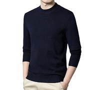 YAROVA Herren Pullover - Frühling Herbst Warm Dünne Strickwaren Pullover Herren Mode Schlank Weichgestrickte Pullover Casual O Ausschnitt Einfarbig Bottoming Shirt Simple Style, Schwarz, 3XL