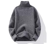 YAROVA Herren Pullover - Winter Männer Warm Rollkragenpullover Strickpullover Schlanke Gestrickte Pullover Herbst Einfarbige Freizeitoberteile Weiche Verdickte Winddichte Kleidung, Grau, M