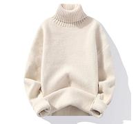 YAROVA Herren Pullover - Winter Männer Warme Rollkragenpullover Pullover Schlanke Gestrickte Pullover Herbst Einfarbige Freizeitoberteile Weiche Verdickte Winddichte Kleidung, Weiß, M