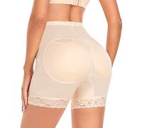 YARRCO Damen Po Push Up Unterhose Bauchweg Butt Lifter Miederhose Hoch Taille Shapewear Figurformende Miederpants Hip Enhancer (Beige-Spitze, 2XL)