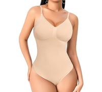 YARRCO Shapewear Damen Body Shaper Bauchweg Shaping Bodysuits Tanga Figurformende Unterwäsche String Miederbody Miederslip (Beige, M)