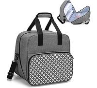 Yarwo Nähmaschinentasche mit Abziehbarem Holzbrett, Tragetasche mit Großer Öffnung Kompatibel mit Singer, Brother und Anderen Nähmaschinen, Grau mit Diamant Muster(PATENT ANGEMELDET)