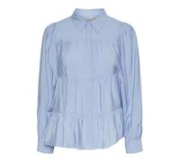 Langarmbluse Y.A.S "YASPALA LS SHIRT S. NOOS", Damen, Gr. L, kentucky blau, Web, Obermaterial: 87% Viskose, 13% Nylon, unifarben, regular fit normal, Blusen (25594826-L) kentucky blau
