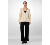 Strickjacke Y.A.S "YASFLEUR LS KNIT CARDIGAN S. NOOS", Damen, Gr. L (40), birch detail:bouquet flower, Strick, Obermaterial: 52% Polyester, 26% Polyacryl, 10% Nylon, 9% Wolle, 3% Elasthan, bedruckt, r