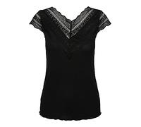 YAS Damen Yasellina Capsleeve Top S. Noos, Schwarz, L EU