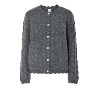 Strickjacke Y.A.S "YASBUBERA LS KNIT CARDIGAN S. NOOS", Damen, Gr. L, grau (dunkelgrau melange), Strick, Obermaterial: 52% Polyester, 24% Polyacryl, 15% Nylon, 6% Wolle, 3% Elasthan, unifarben, regula