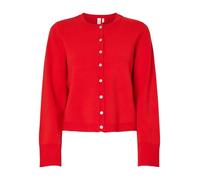 Strickjacke Y.A.S "YASELENA LS KNIT CARDIGAN S. NOOS", Damen, Gr. S, fiery rot, Strick, Obermaterial: 75% Viskose, 25% Nylon, unifarben, regular fit normal, Rundhals, Strickjacken Strickjacke (5545284