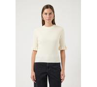 Rundhalspullover Y.A.S "YASMIKLA SS KNIT TOP S. NOOS", Damen, Gr. S, pristine, Strick, Obermaterial: 65% Viskose, 35% Nylon, unifarben, slim fit normal, Rundhals, Pullover Rundhalspullover (70317704-S