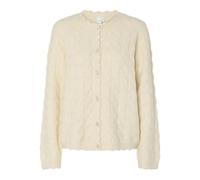 Strickjacke Y.A.S "YASBUBERA LS KNIT CARDIGAN S. NOOS", Damen, Gr. XS, birch, Strick, Obermaterial: 52% Polyester, 24% Polyacryl, 15% Nylon, 6% Wolle, 3% Elasthan, unifarben, regular fit normal, Rundh