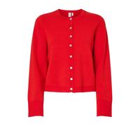 Strickjacke Y.A.S "YASELENA LS KNIT CARDIGAN S. NOOS", Damen, Gr. S, fiery rot, Strick, Obermaterial: 75% Viskose, 25% Nylon, unifarben, regular fit normal, Rundhals, Strickjacken Strickjacke (5545284