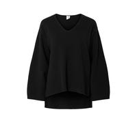 Strickpullover Y.A.S "YASELMA LS V-NECK KNIT PULLOVER S. NOOS", Damen, Gr. M, schwarz, Strick, Obermaterial: 52% Viskose, 26% Polyester, 22% Nylon, unifarben, regular fit normal, V-Ausschnitt, gerader