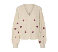 Strickjacke Y.A.S "YASFLEUR LS KNIT CARDIGAN S. NOOS", Damen, Gr. XXL (44), birch detail:bouquet flower, Strick, Obermaterial: 52% Polyester, 26% Polyacryl, 10% Nylon, 9% Wolle, 3% Elasthan, bedruckt,