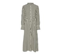 Hemdblusenkleid Y.A.S "YASKAYA LS LONG SHIRT DRESS S. NOOS", Damen, Gr. 38, N-Gr, birch stripes:schwarz stripe, Web, Obermaterial: 85% Viskose, 15% Nylon, gestreift, regular fit knöchellang, Kleider, 