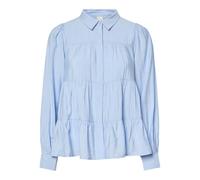 Langarmbluse Y.A.S "YASPALA LS SHIRT S. NOOS", Damen, Gr. M, kentucky blau, Web, Obermaterial: 87% Viskose, 13% Nylon, unifarben, regular fit normal, Blusen (25594826-M) kentucky blau