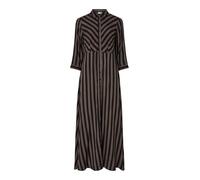 Hemdblusenkleid Y.A.S "YASSAVANNA LONG SHIRT DRESS", Damen, Gr. M, N-Gr, chocolate braun stripes:schwarz, Web, Obermaterial: 100% Viskose, gestreift, modisch, relaxed fit lang, 3/4-Ärmel, Kleider, Som