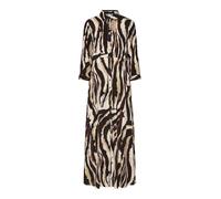 Hemdblusenkleid Y.A.S "YASSAVANNA LONG SHIRT DRESS", Damen, Gr. S, N-Gr, sandshell aop:zebra print, Web, Obermaterial: 100% Viskose, animal-print, bedruckt, relaxed fit lang, Kleider, Sommerkleid, mit