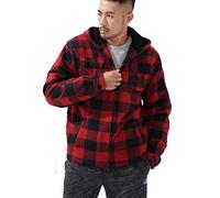 Yasumond Herren Wintermantel mit Reißverschluss, Fleece, schwer, Sherpa-Futter, mit Kapuze, warm, Größe L, 4XL