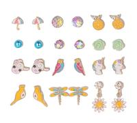 YATEICBC 12 Paar Mädchen Clip On Ohrringe Einhorn Lamm Blume Non Pierced Ohrringe Prinzessin Schmuck Zubehör Party Geburtstag Geschenk Kinder Ohrringe