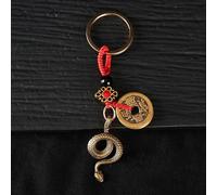Yawdil Messing Schlange Schlüssel Bund, chinesischer Tierkreis Jahr der Schlange Anhänger für Glück, fünf Kaiser Charme für Autos CHL üssel oder Rucksäcke