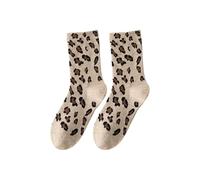 Yawlsow Leoparden-Socken Schildpatt-Gepard für Damen Crew-Socken mit Tierprint (1, Khaki)