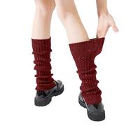Yawlsow Stulpen Damen Knöchelwärmer Winter Gestrickte Beinwärmer für Mädchen Frauen Leg Warmers Y2k Rüschen Beinstulpen niedlich Kawaii Kniestrümpfe Harajuku-Zubehör für Warm Ballett Yoga Tanz
