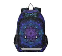 Yaxinduobao Coconut Tree Rucksack, bunte Geometrie, Kinder, mehrere Taschen, 15 l, ergonomischer Schulrucksäcke für Mädchen, für Schule, Reisen, Alter 6-12 Jahre, Mandala Boho Lotus Schwarz, One size