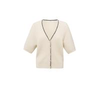 Yaya - Gerippte Strickjacke mit Stichdetail und kurzen Ärmeln beige - Gr. - M