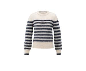 Yaya - Gestreifter Pullover mit Rundhalsausschnitt und langen Ärmeln beige/blau - Gr. - XS
