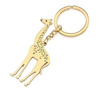 YAYAKO Afrikanische Hirsch Giraffe Schlüsselanhänger Edelstahl Schmuck Giraffe Geschenke für Frauen Mädchen Auto Schlüssel Brieftasche Charms (Vergoldet)