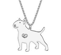 YAYAKO Edelstahl Golden Retriever Hundehalskette Kette Anhänger 18K Gold Halskette Hund Geschenke für Hundeliebhaber Frauen Mädchen (Bullterrier Halskette Versilbert)