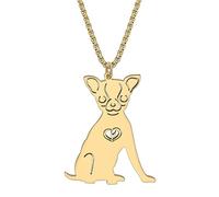 YAYAKO Edelstahl Golden Retriever Hundehalskette Kette Anhänger 18K Gold Halskette Hund Geschenke für Hundeliebhaber Frauen Mädchen (Chihuahua Halskette Vergoldet)
