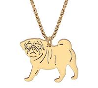 YAYAKO Edelstahl Golden Retriever Hundehalskette Kette Anhänger 18K Gold Halskette Hund Geschenke für Hundeliebhaber Frauen Mädchen (Vergoldet Mops Halskette)