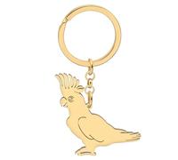 YAYAKO Edelstahl Vogel Papagei Ara Nymphensittich Kakadu Schlüsselanhänger Papagei Geschenke für Frauen Mädchen Handtasche Auto Schlüsselanhänger (Kakadupapagei Vergoldet)