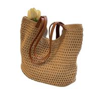YayaVrillant Geflochtene Tasche, Korbtaschen Damen, Strohtaschen Damen, Korbtasche Geflochten, Basttaschen Sommer, Basttasche Shopper, Korbtasche (Braun)