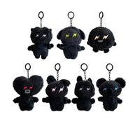 YAzgan BTS BT21 Fragment Schwarz 11 cm Plüsch-Schlüsselanhänger (7 Stück) für BTS Fans, Jugendliche, K-Pop Fans