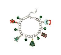 YAZILIND 2Pcs Merry Christmas-Baum-Armband-Rentier-Santa Claus Strümpfe Elch Glocke Kranz Anhänger Armbänder Urlaub Festival Weihnachten Schmuck für Frauen(#2)
