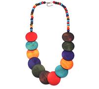 YAZILIND Ethno Style Holz Big Beads Bib Statement Halskette Damen