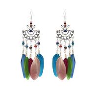 YAZILIND Frauen Baumeln Boho Ohrringe Aussage Leichte Feder Harz Angelhaken Ohrringe Vintage Ethnische Ohrschmuck Bunte